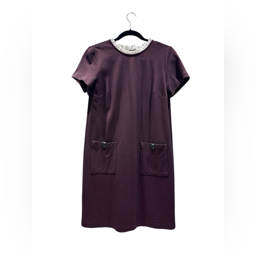 LOFT Maroon and black Midi Dress with Pockets